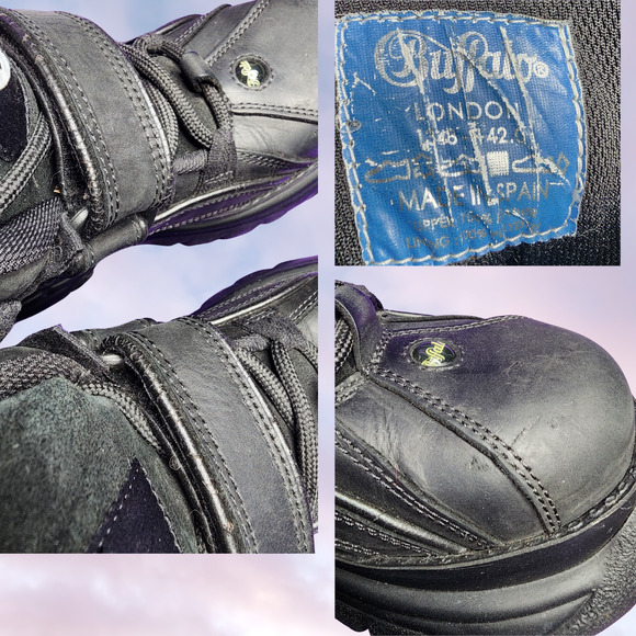Vtg 90s Buffalo London Black Classic Leather Platform Chunky High Sneaker 37 - Picture 8 of 8